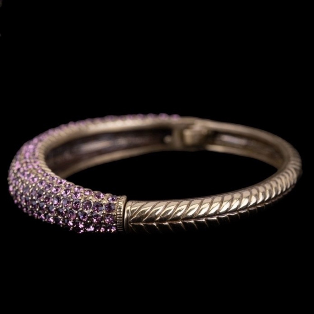 Heidi Daus Pink Crystal Hinge Bangle Bracelet - Picture 2 of 5